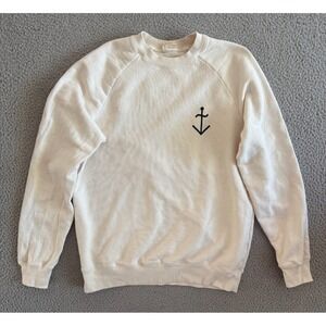 LA PAZ Sweatshirt Mens Medium Anchor Graphic Cotton Crew Neck Ivory Portugal